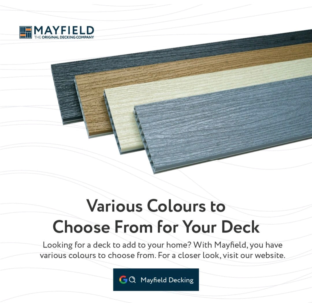 Mayfield decking board (PVC) 3.6 meter board length.