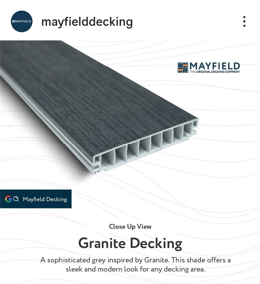 Mayfield decking board (PVC) 3.6 meter board length.